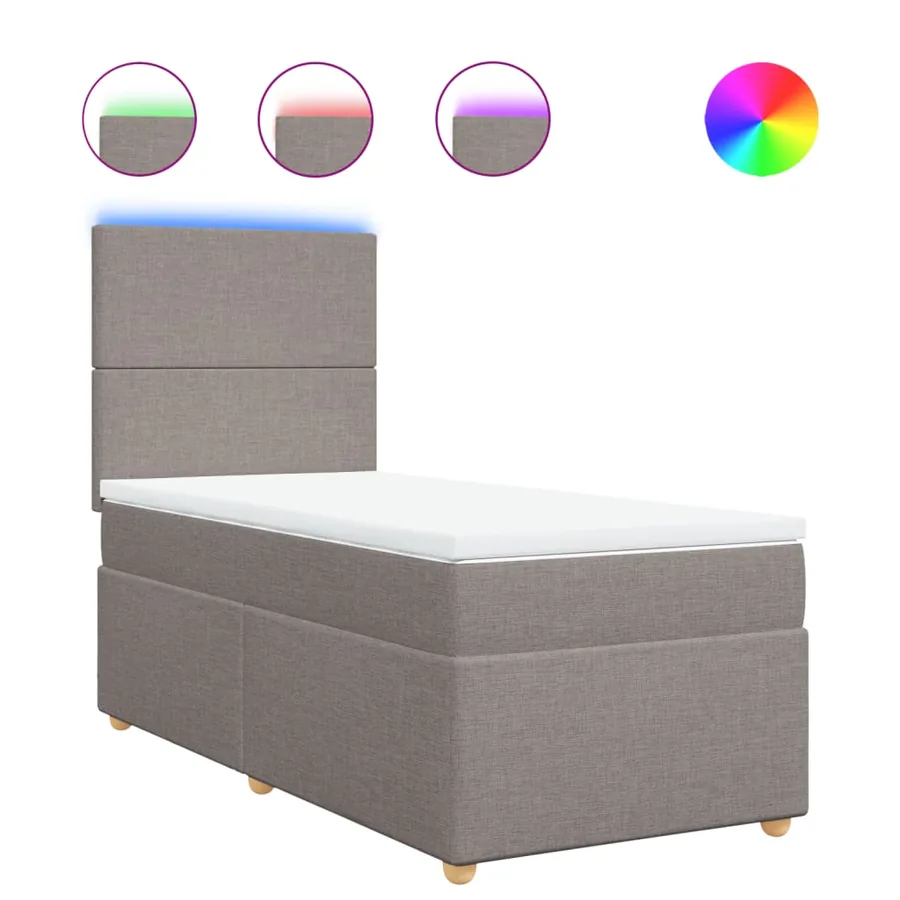 Sommier à lattes de lit avec matelas Taupe 90x190 cm Tissu - 2