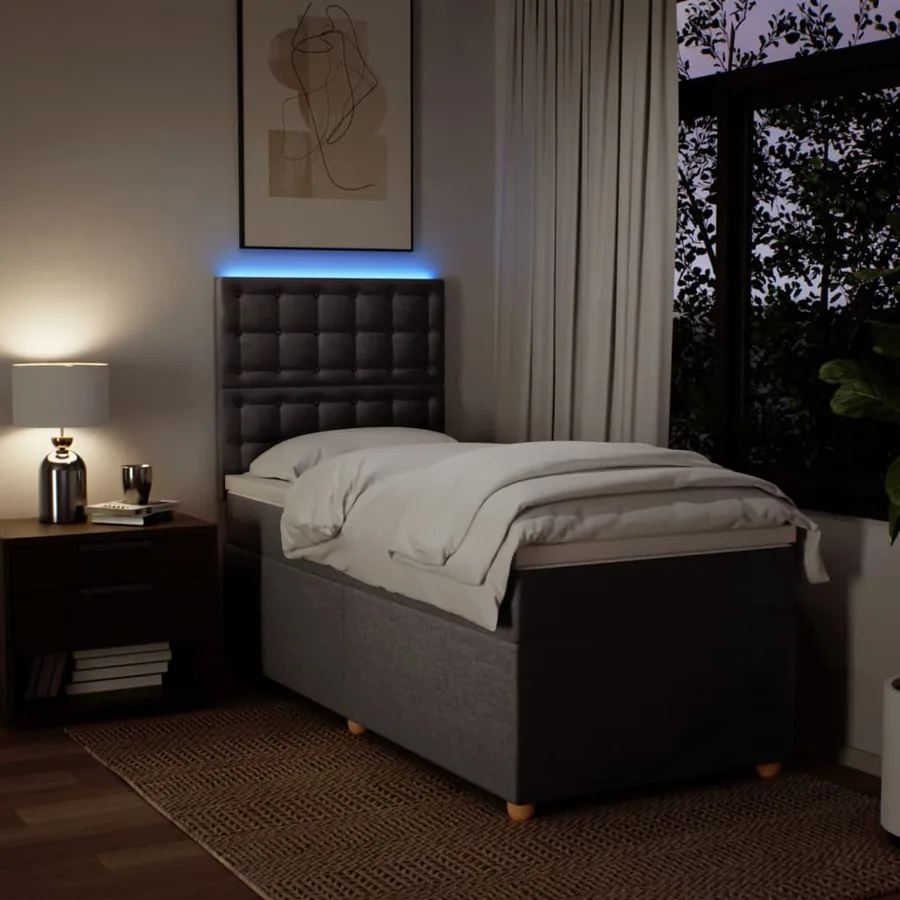 Sommier à lattes de lit avec matelas Taupe 90x190 cm Tissu - 4