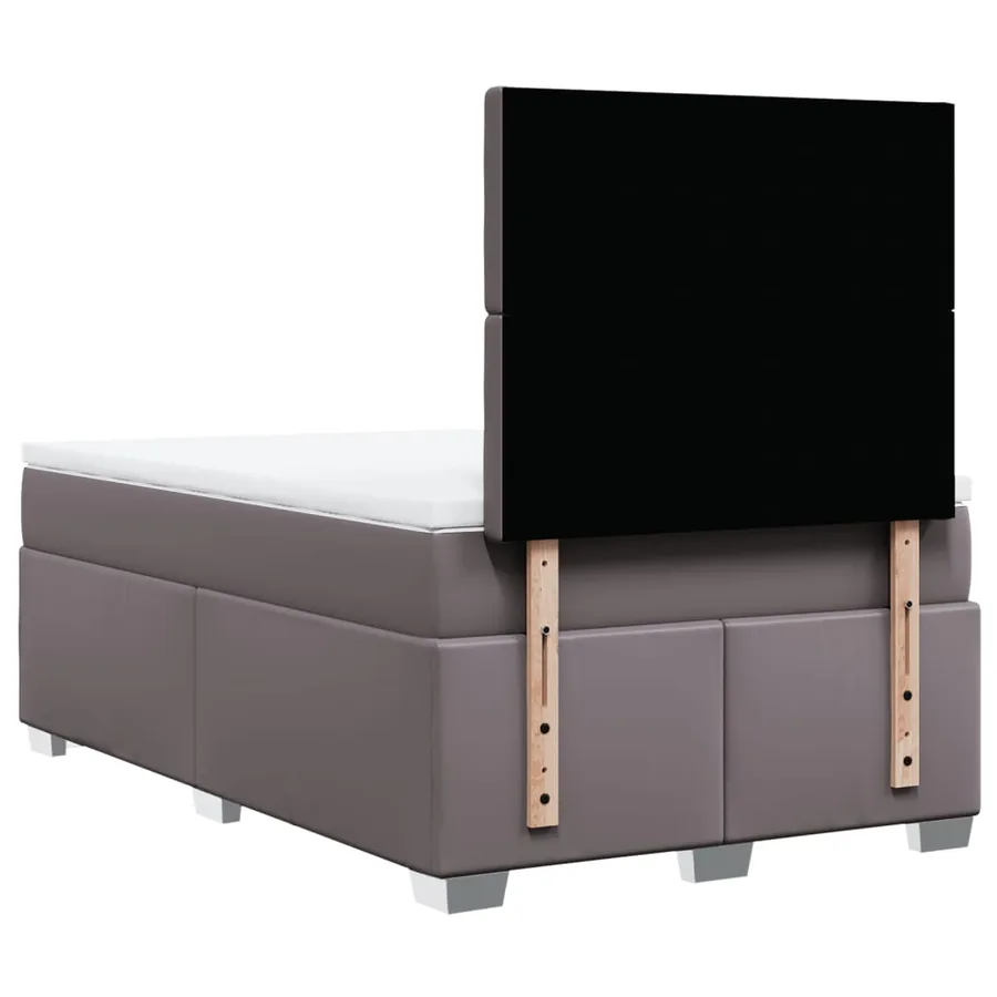 Sommier à lattes de lit avec matelas gris 120x190 cm similicuir - 10