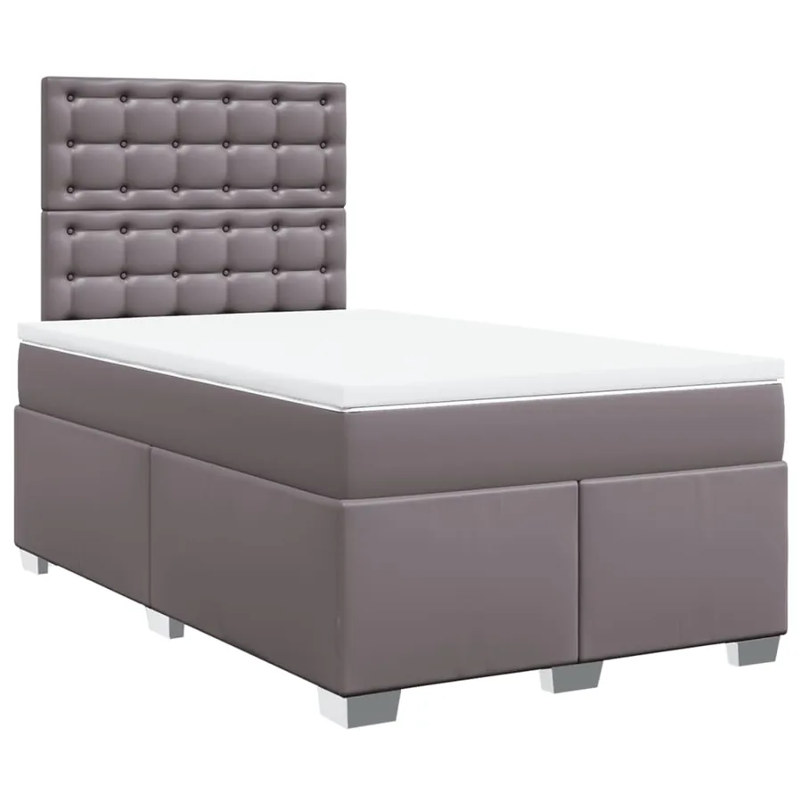 Sommier à lattes de lit avec matelas gris 120x190 cm similicuir - 2