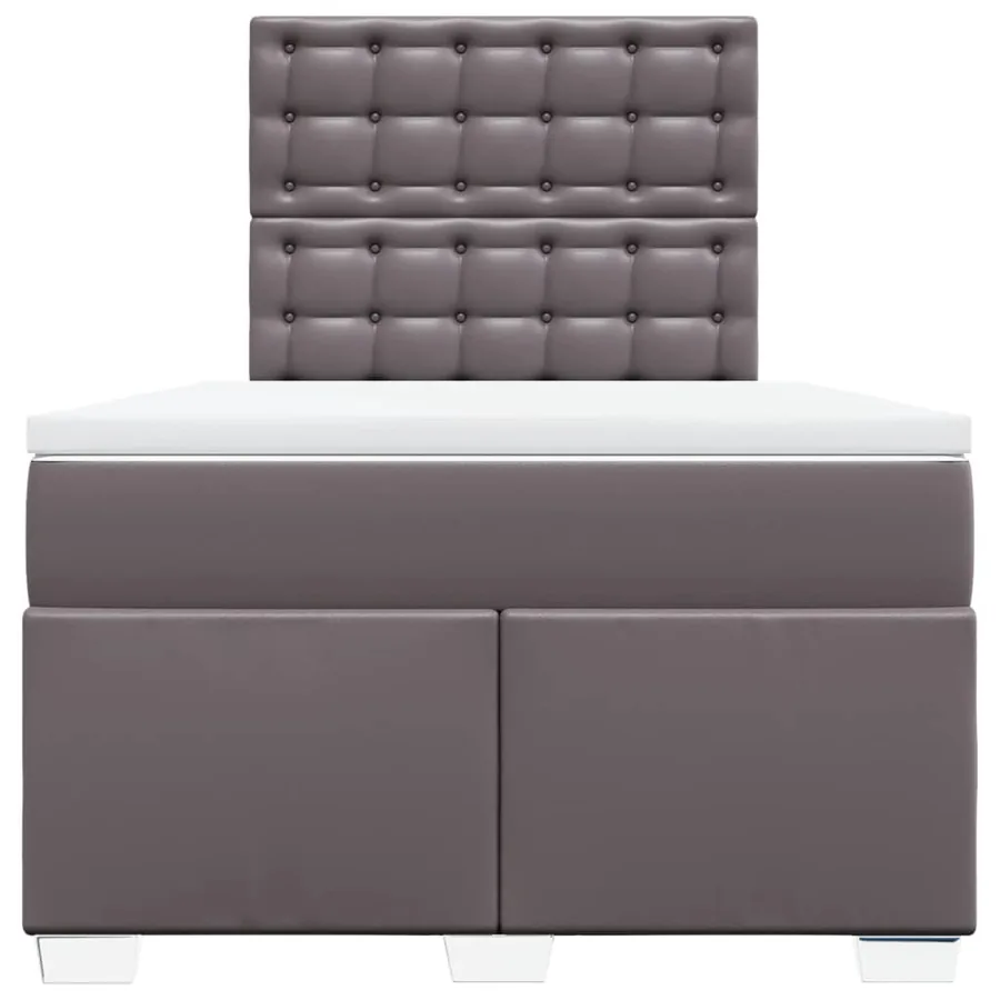 Sommier à lattes de lit avec matelas gris 120x190 cm similicuir - 4