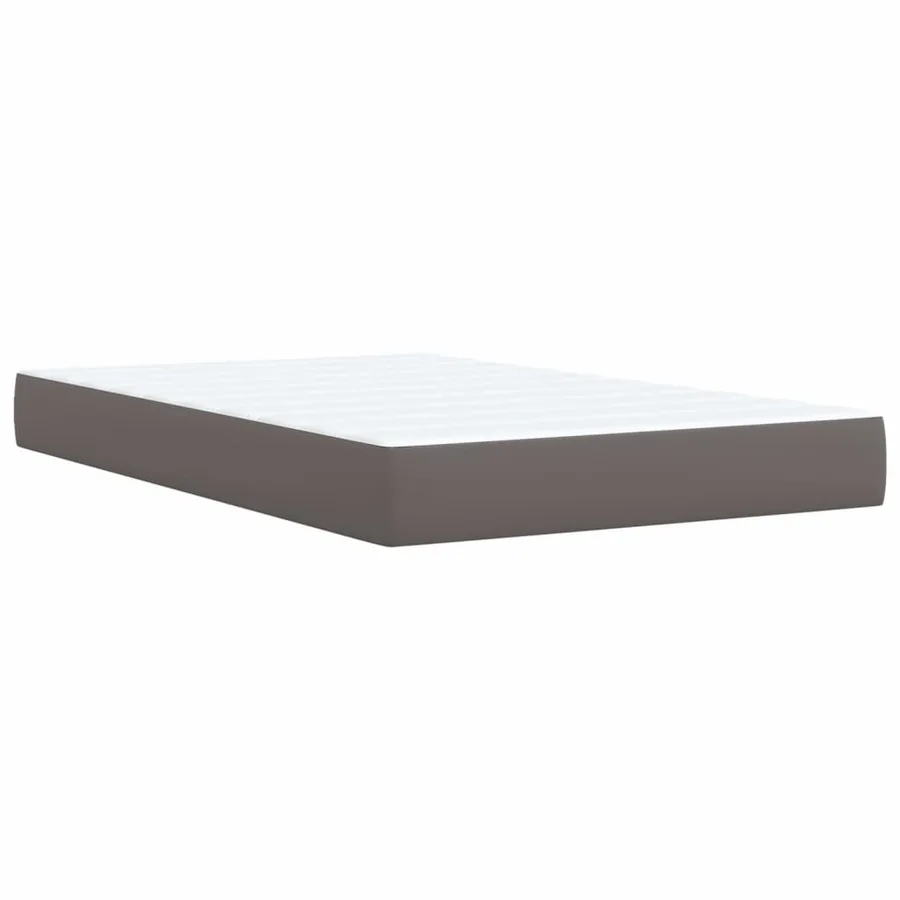 Sommier à lattes de lit avec matelas gris 120x190 cm similicuir - 6