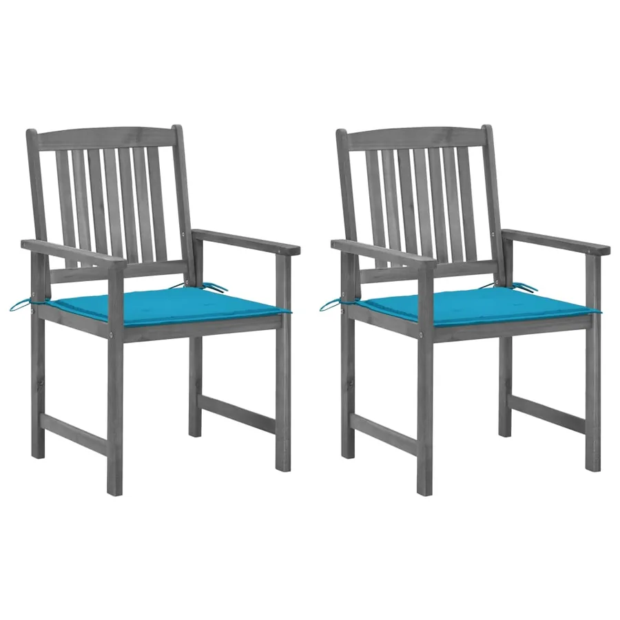 Chaises de jardin et coussins lot de 2 Gris Bois acacia massif