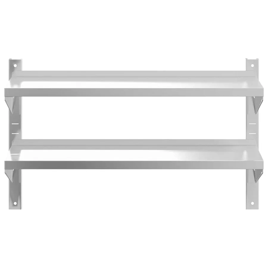 Étagère murale 2 niveaux 100x23,5x60cm argenté acier inoxydable - 5
