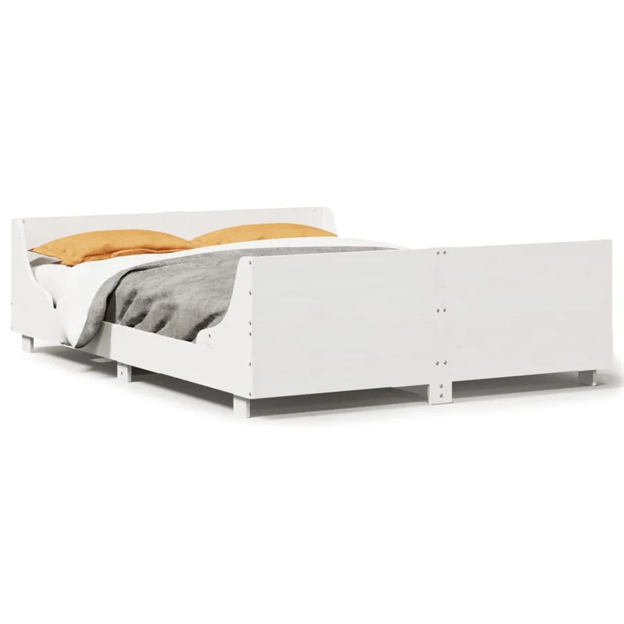Cadre de lit sans matelas blanc 120x190 cm bois de pin massif - 2