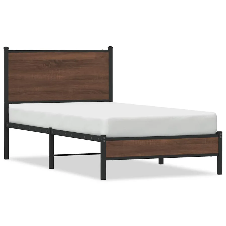 Cadre de lit en métal sans matelas chêne marron 80x200 cm - 2