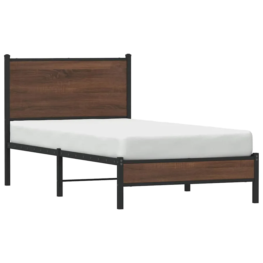 Cadre de lit en métal sans matelas chêne marron 80x200 cm - 4