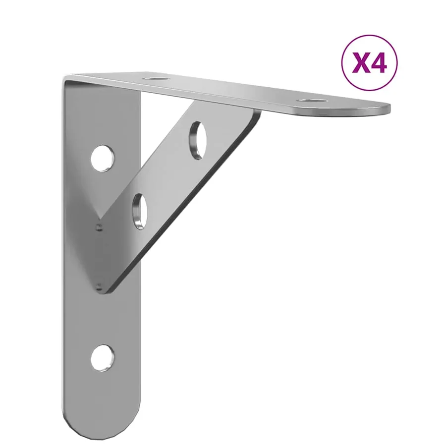 Supports d'étagères 4pcs 15x2,5x11,5cm argenté acier inoxydable - 2