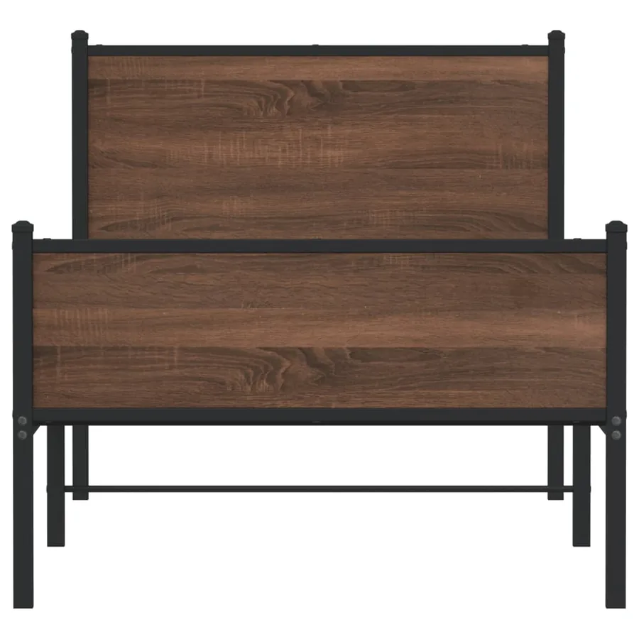 Cadre de lit en métal sans matelas chêne marron 90x200 cm - 5