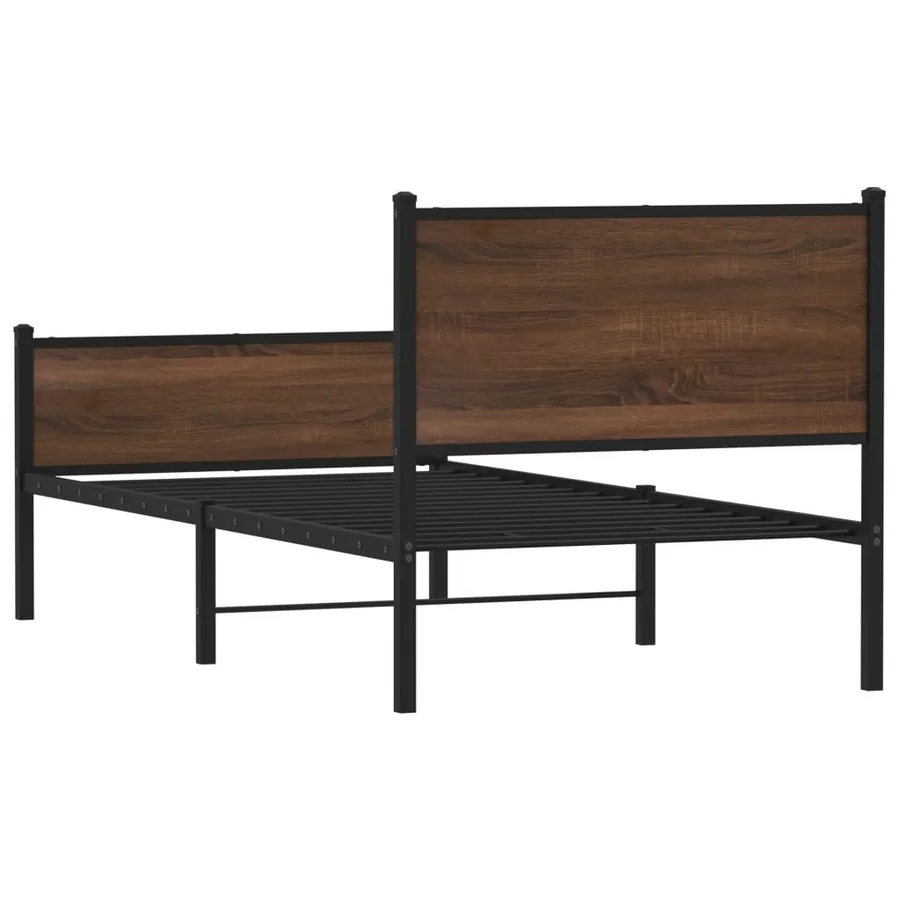 Cadre de lit en métal sans matelas chêne marron 90x200 cm - 7