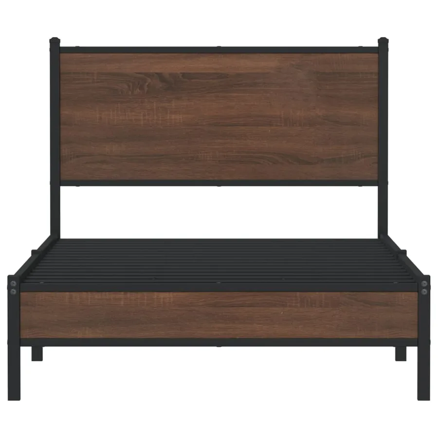 Cadre de lit en métal sans matelas chêne marron 107x203 cm - 5
