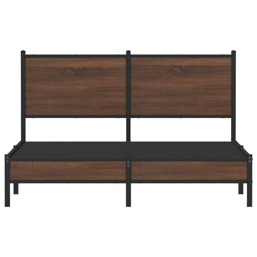 Cadre de lit en métal sans matelas chêne marron 150x200 cm - 5