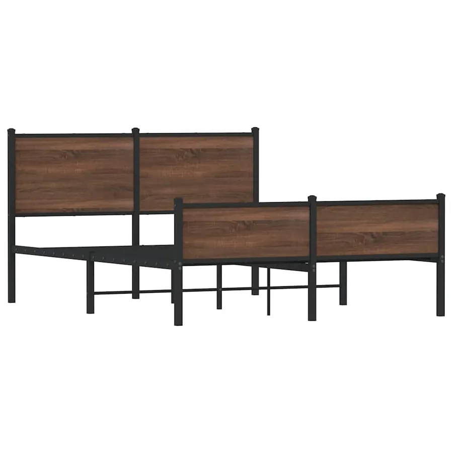 Cadre de lit en métal sans matelas chêne marron 140x190 cm - 3