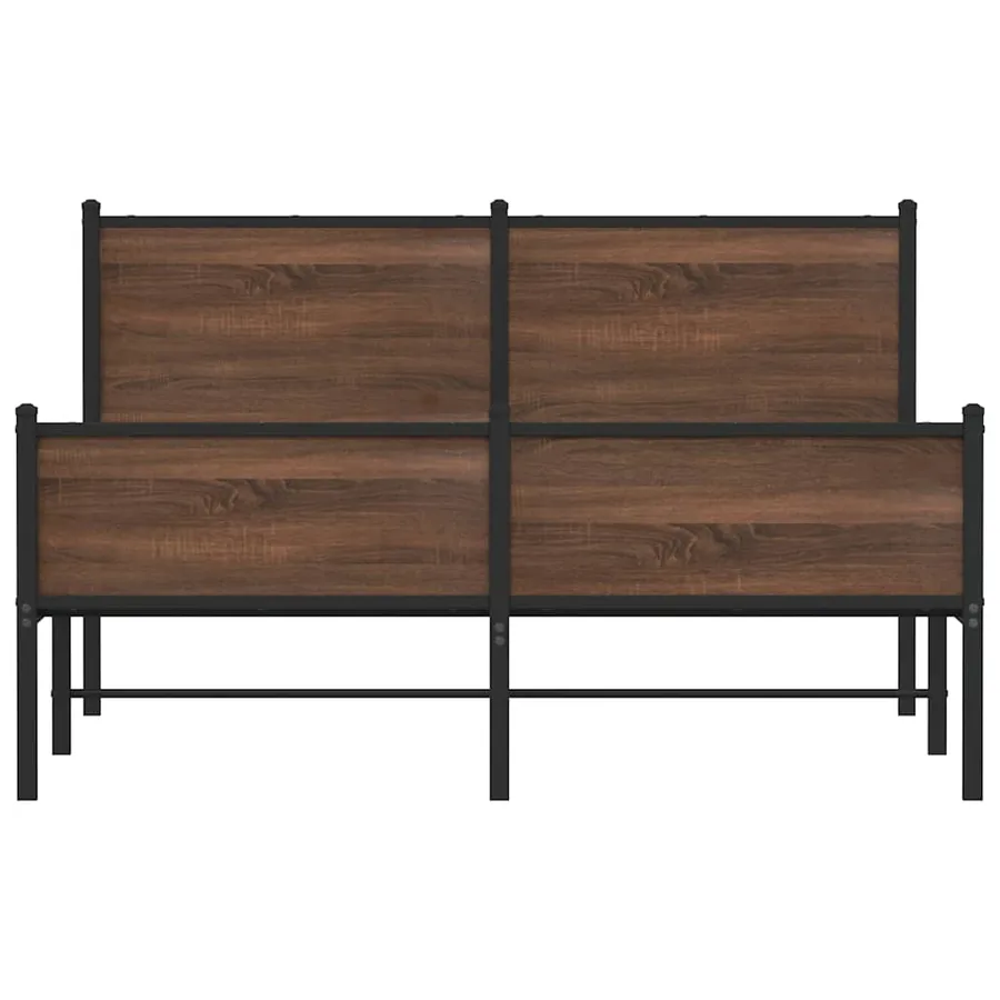 Cadre de lit en métal sans matelas chêne marron 140x190 cm - 5