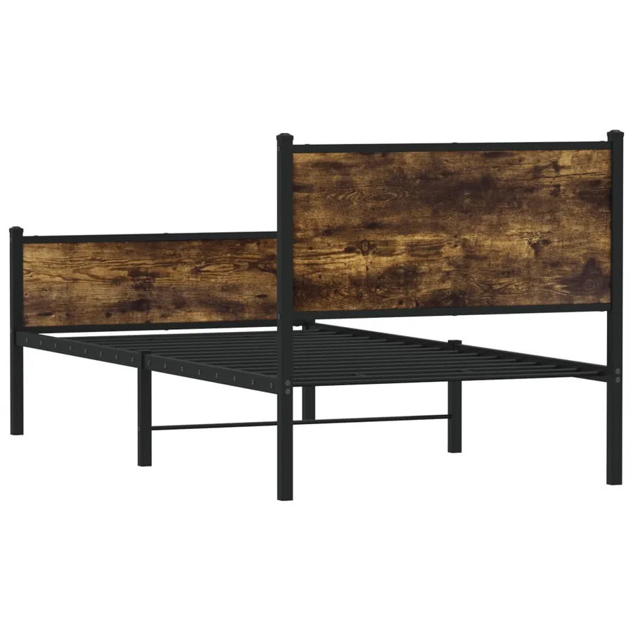 Cadre de lit en métal sans matelas chêne fumé 90x190 cm - 7