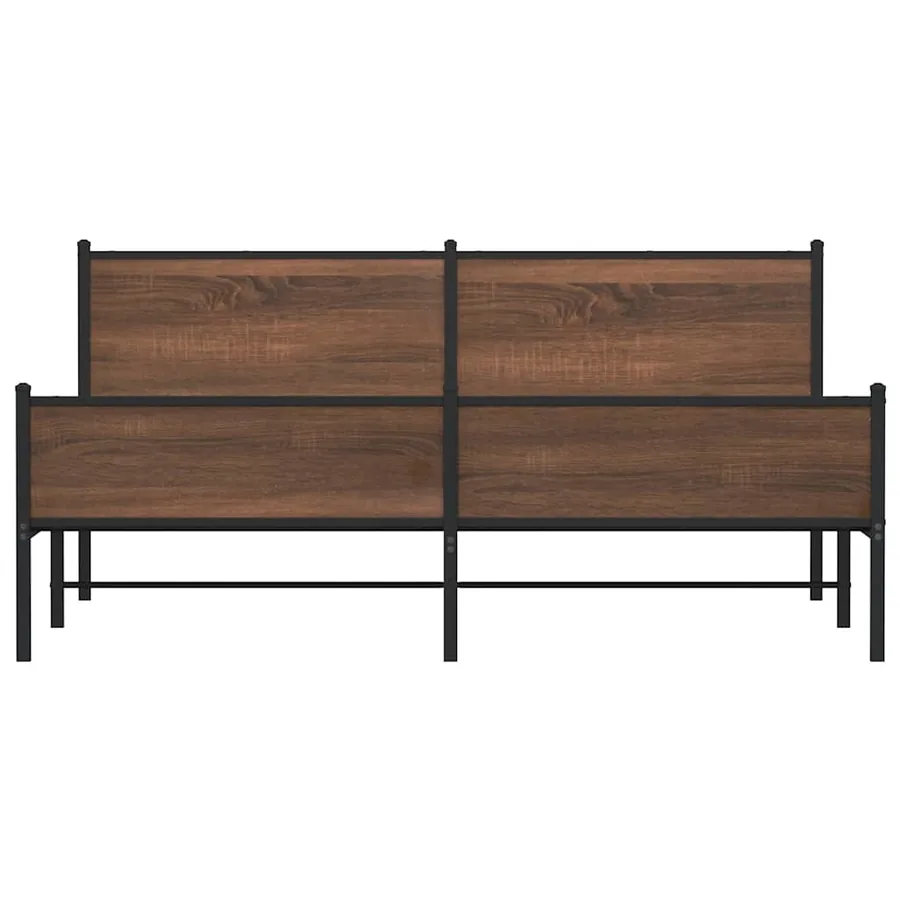 Cadre de lit en métal sans matelas chêne marron 160x200 cm - 5