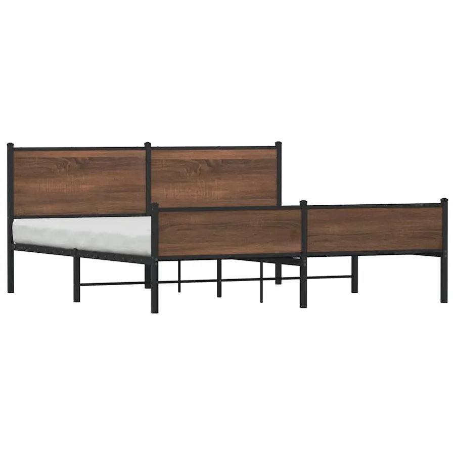 Cadre de lit en métal sans matelas chêne marron 183x213 cm - 4