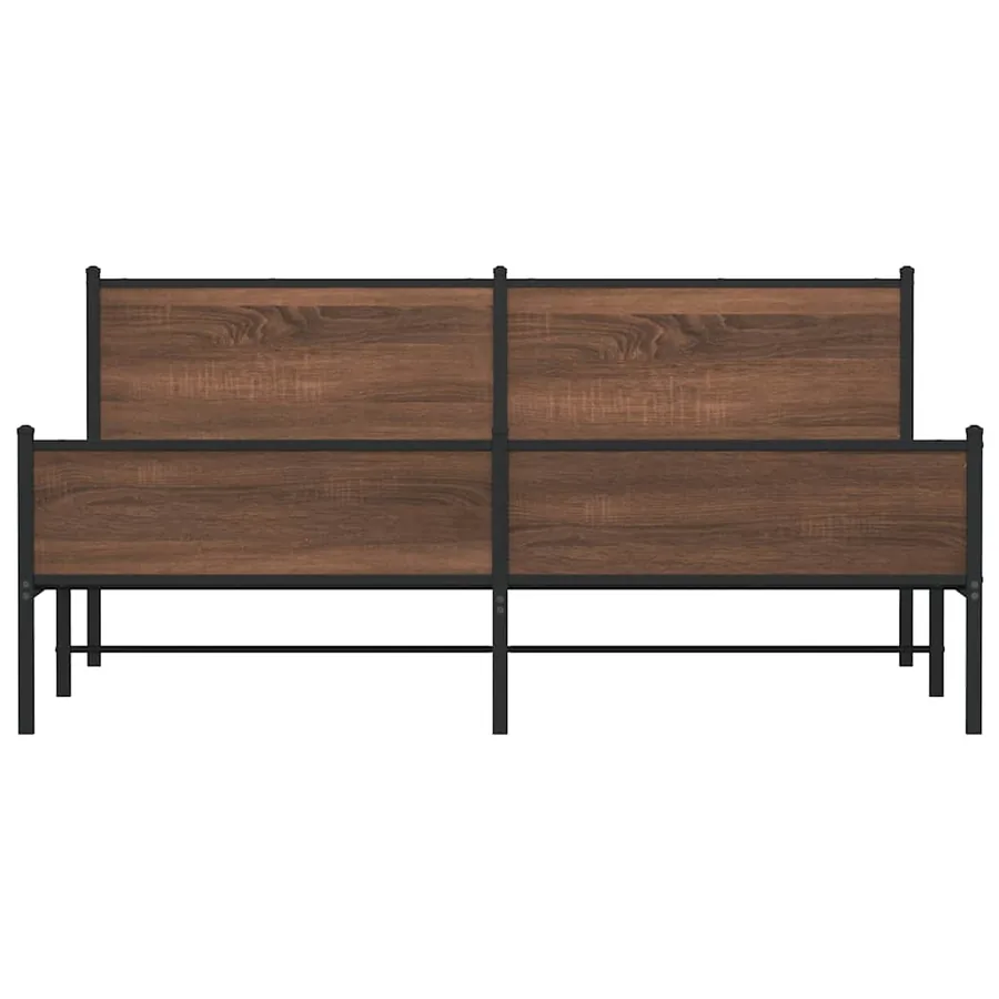Cadre de lit en métal sans matelas chêne marron 183x213 cm - 5