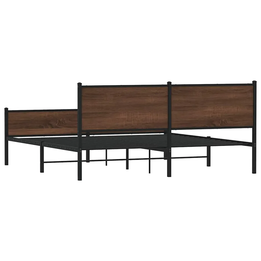 Cadre de lit en métal sans matelas chêne marron 183x213 cm - 7