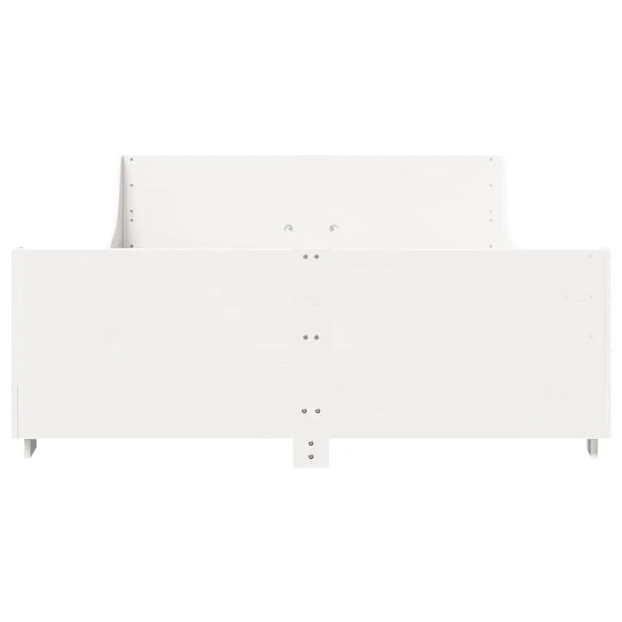 Cadre de lit sans matelas blanc 160x200 cm bois de pin massif - 4