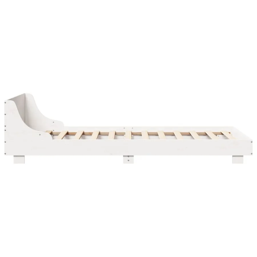 Cadre de lit sans matelas blanc 90x200 cm bois de pin massif - 5