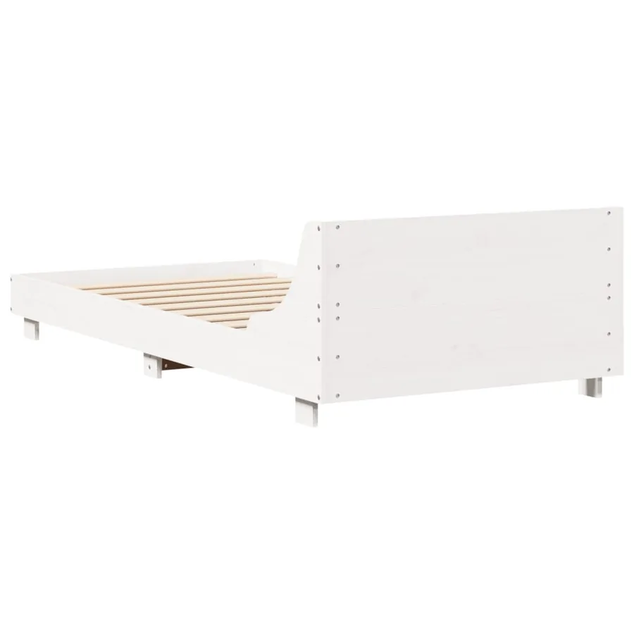 Cadre de lit sans matelas blanc 90x200 cm bois de pin massif - 6