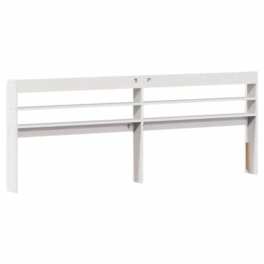 Tête de lit avec étagères blanc 200 cm bois massif de pin - 5