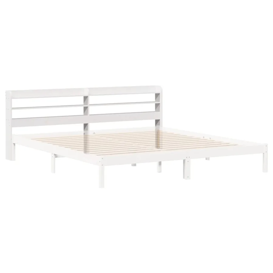 Tête de lit avec étagères blanc 200 cm bois massif de pin - 6