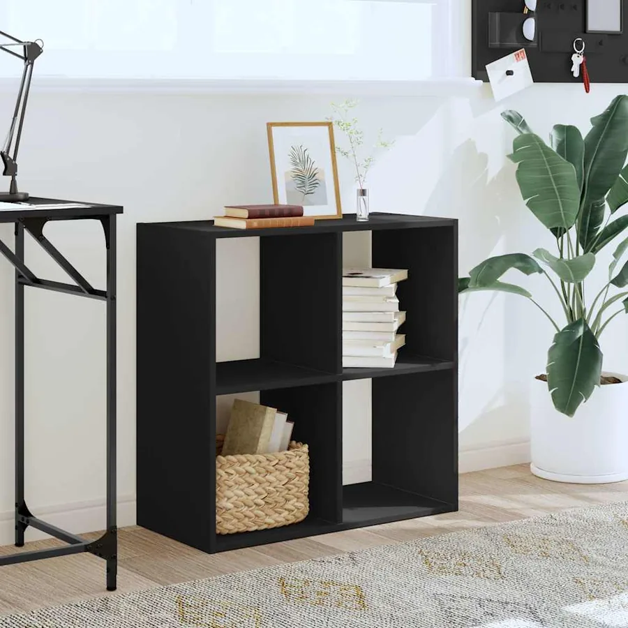 Bibliothèque noir 68,5x32x68,5 cm bois d'ingénierie - 3