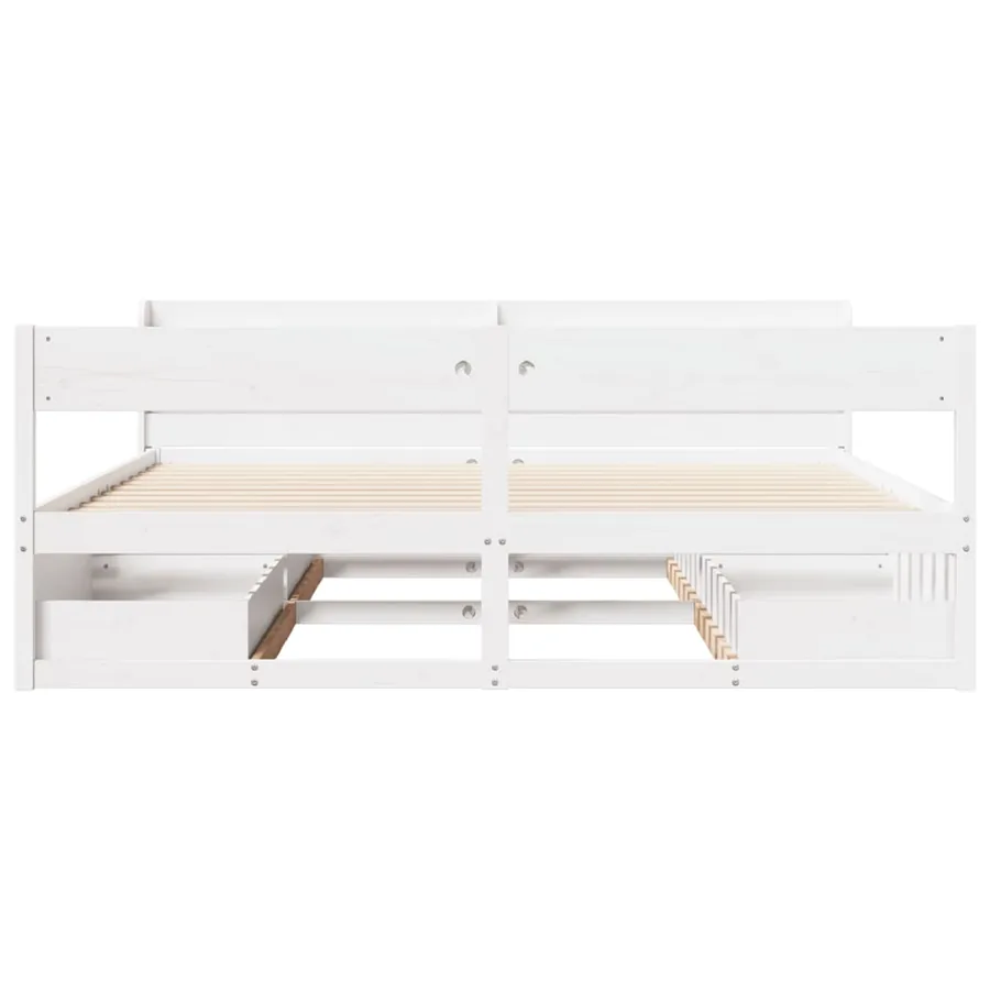 Cadre de lit sans matelas blanc 200x200 cm bois massif de pin - 4