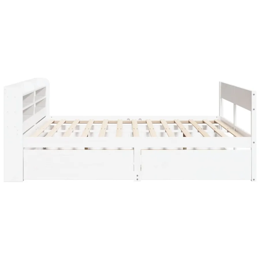 Cadre de lit sans matelas blanc 200x200 cm bois massif de pin - 7