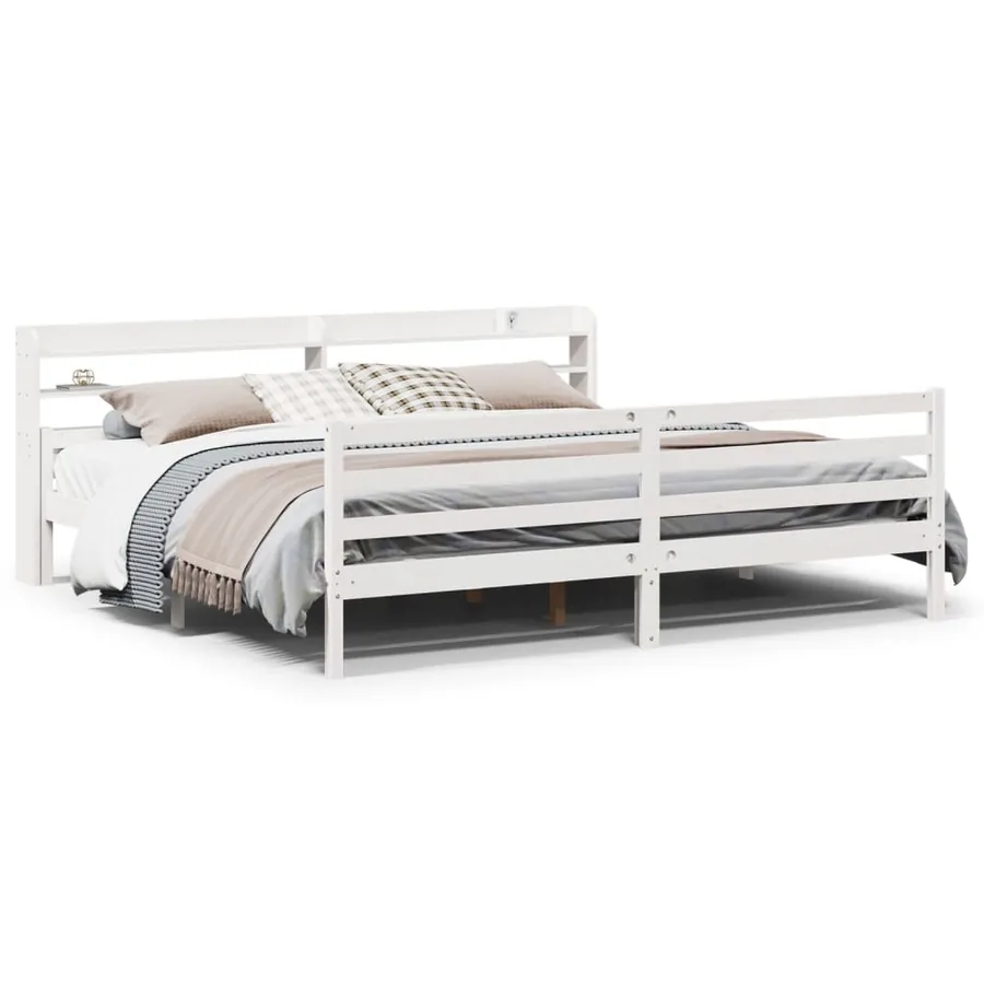 Cadre de lit avec tête de lit sans matelas blanc 200x200 cm - 2