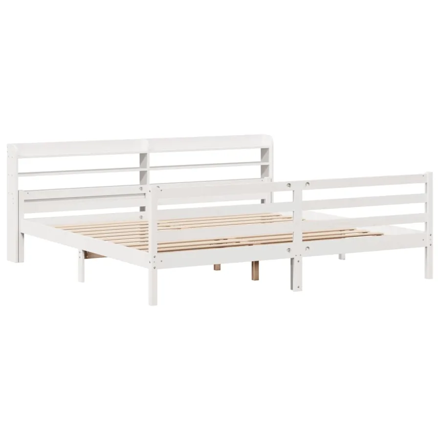 Cadre de lit avec tête de lit sans matelas blanc 200x200 cm - 3
