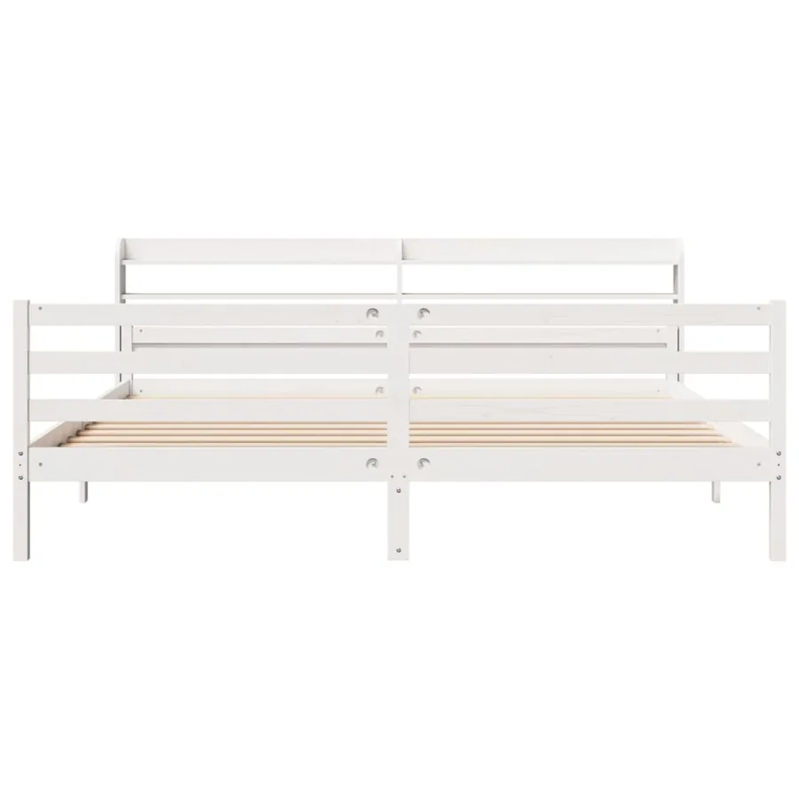 Cadre de lit avec tête de lit sans matelas blanc 200x200 cm - 4