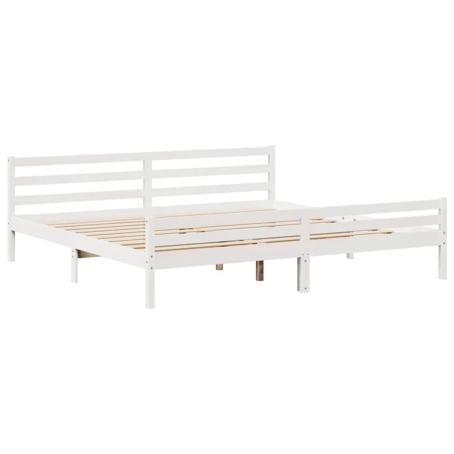 Cadre de lit avec tête de lit sans matelas blanc 200x200 cm - 5