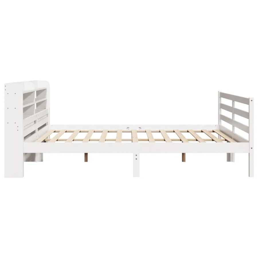 Cadre de lit avec tête de lit sans matelas blanc 200x200 cm - 7