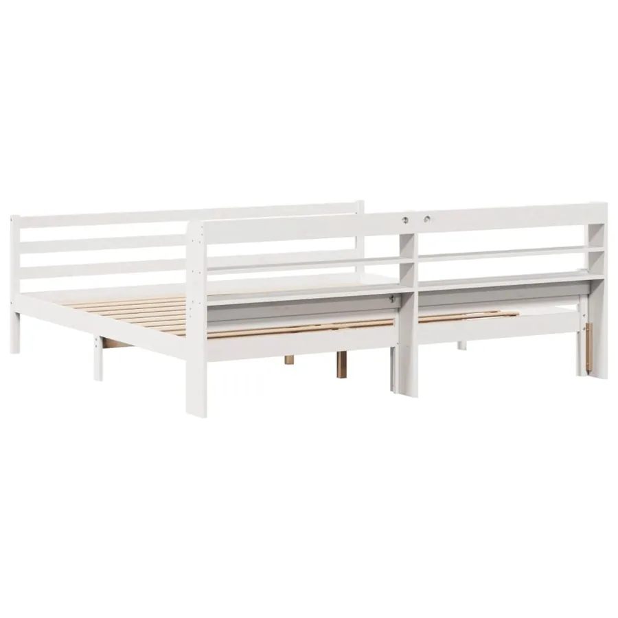 Cadre de lit avec tête de lit sans matelas blanc 200x200 cm - 8