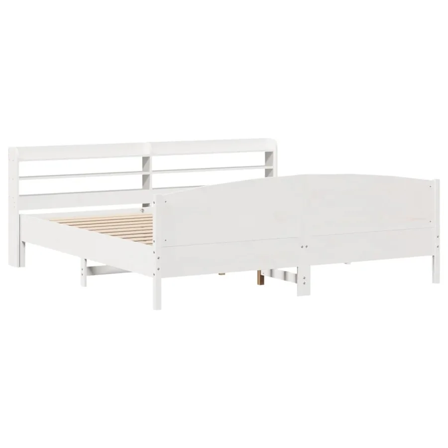 Cadre de lit sans matelas blanc 200x200 cm bois massif de pin - 3