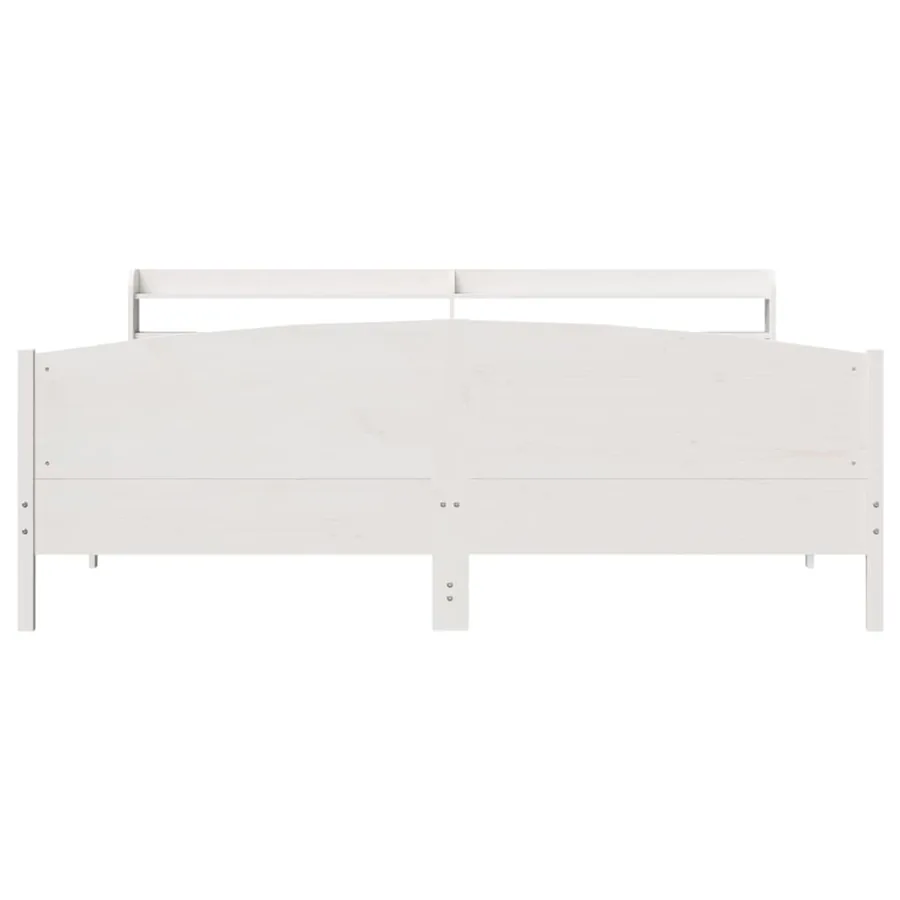 Cadre de lit sans matelas blanc 200x200 cm bois massif de pin - 4