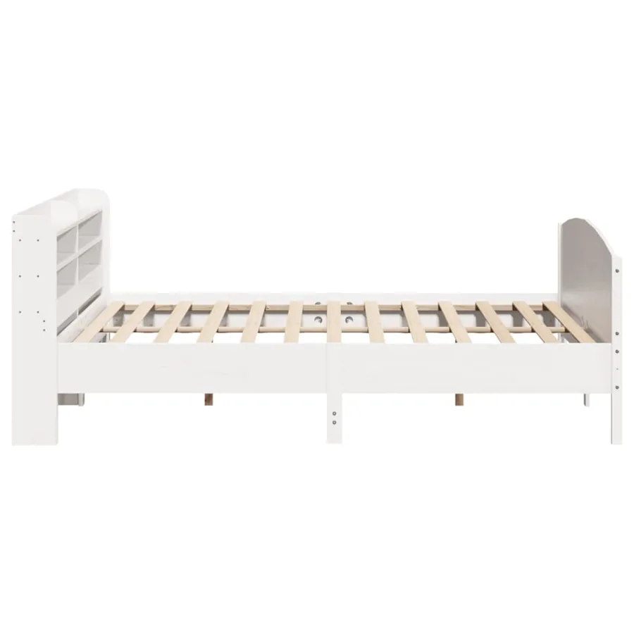 Cadre de lit sans matelas blanc 200x200 cm bois massif de pin - 5