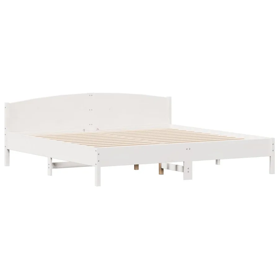 Cadre de lit sans matelas blanc 200x200 cm bois massif de pin - 7