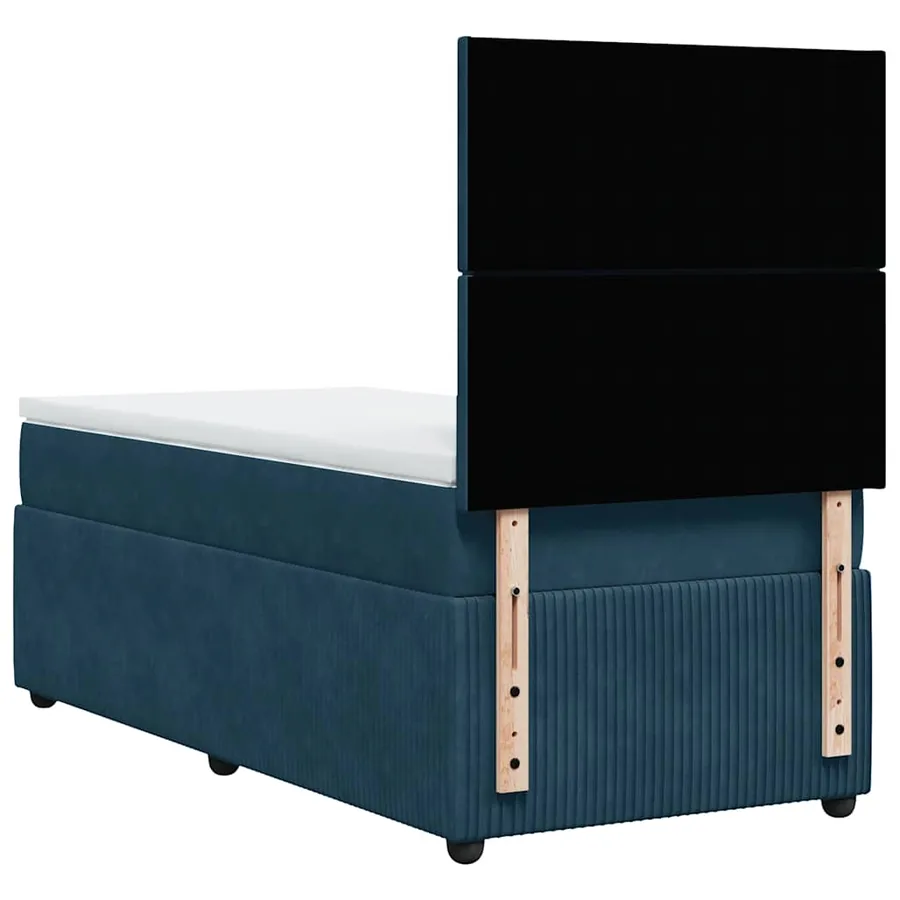 Sommier à lattes de lit avec matelas bleu 80x200 cm velours - 8
