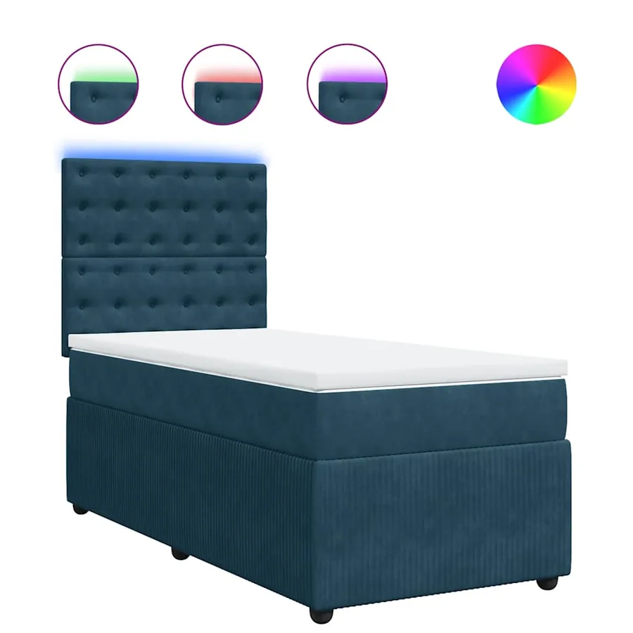 Sommier à lattes de lit avec matelas bleu 80x200 cm velours - 2
