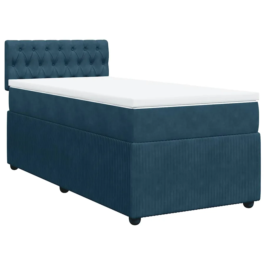 Sommier à lattes de lit avec matelas bleu 80x200 cm velours - 3