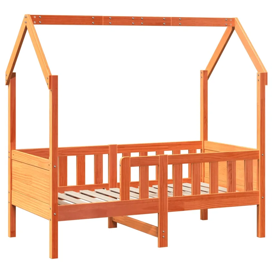 Cadre de lit d'enfants forme de maison sans matelas pin - 3