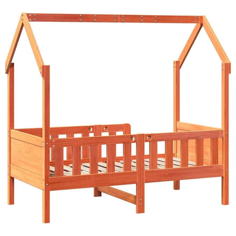Cadre de lit d'enfants forme de maison sans matelas pin - 6