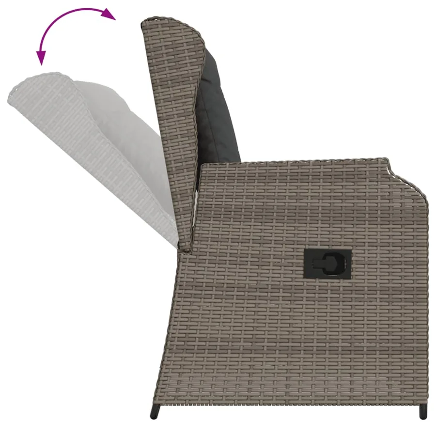 Salon de jardin 3 pcs avec coussins Gris Résine tressée - 5