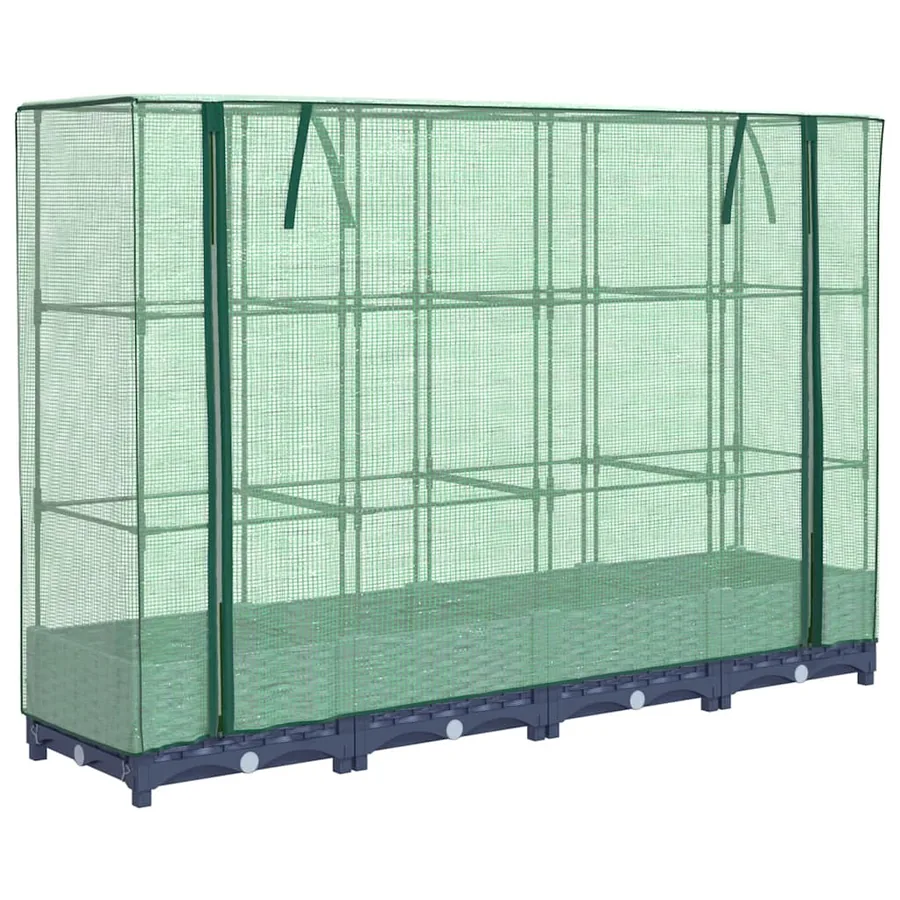 Lit surélevé avec housse de serre aspect rotin 160 x 40 x 123 cm - 2