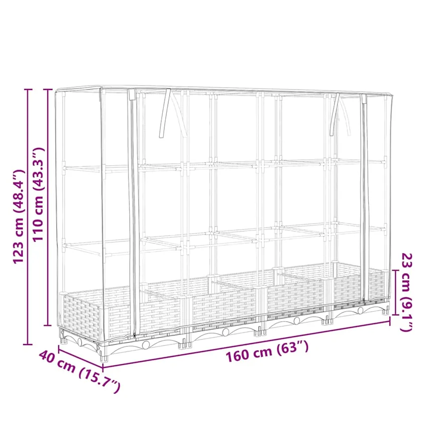 Lit surélevé avec housse de serre aspect rotin 160 x 40 x 123 cm - 9