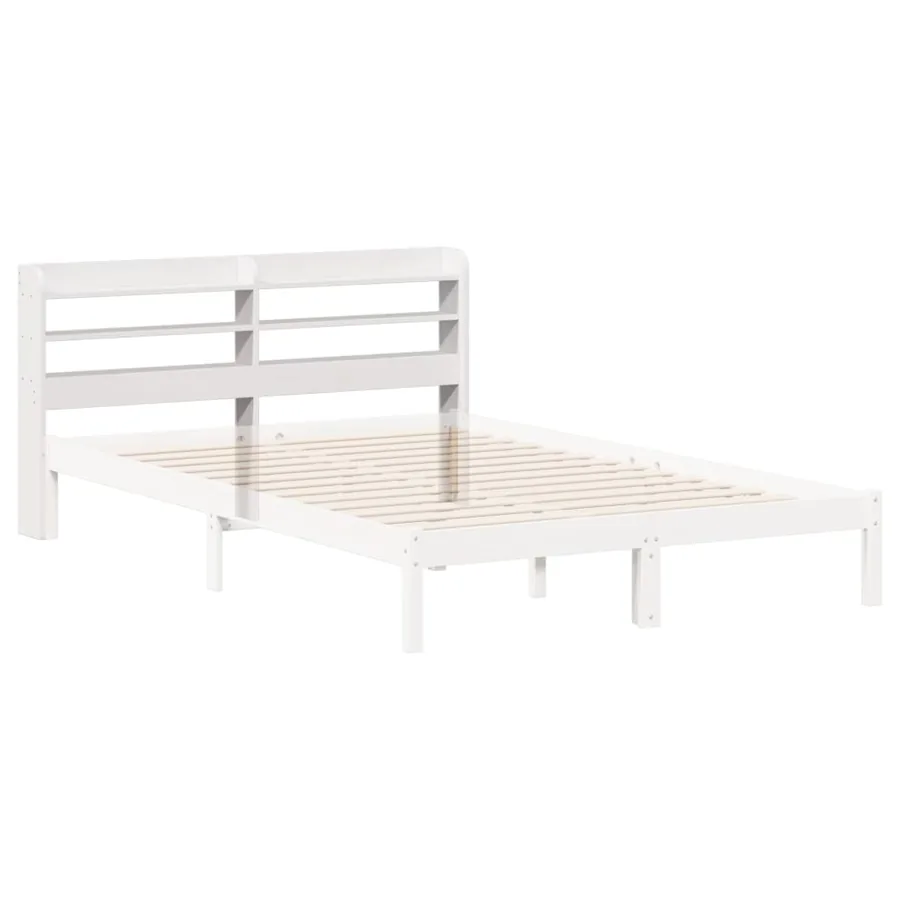 Tête de lit avec étagères blanc 140 cm bois massif de pin - 6